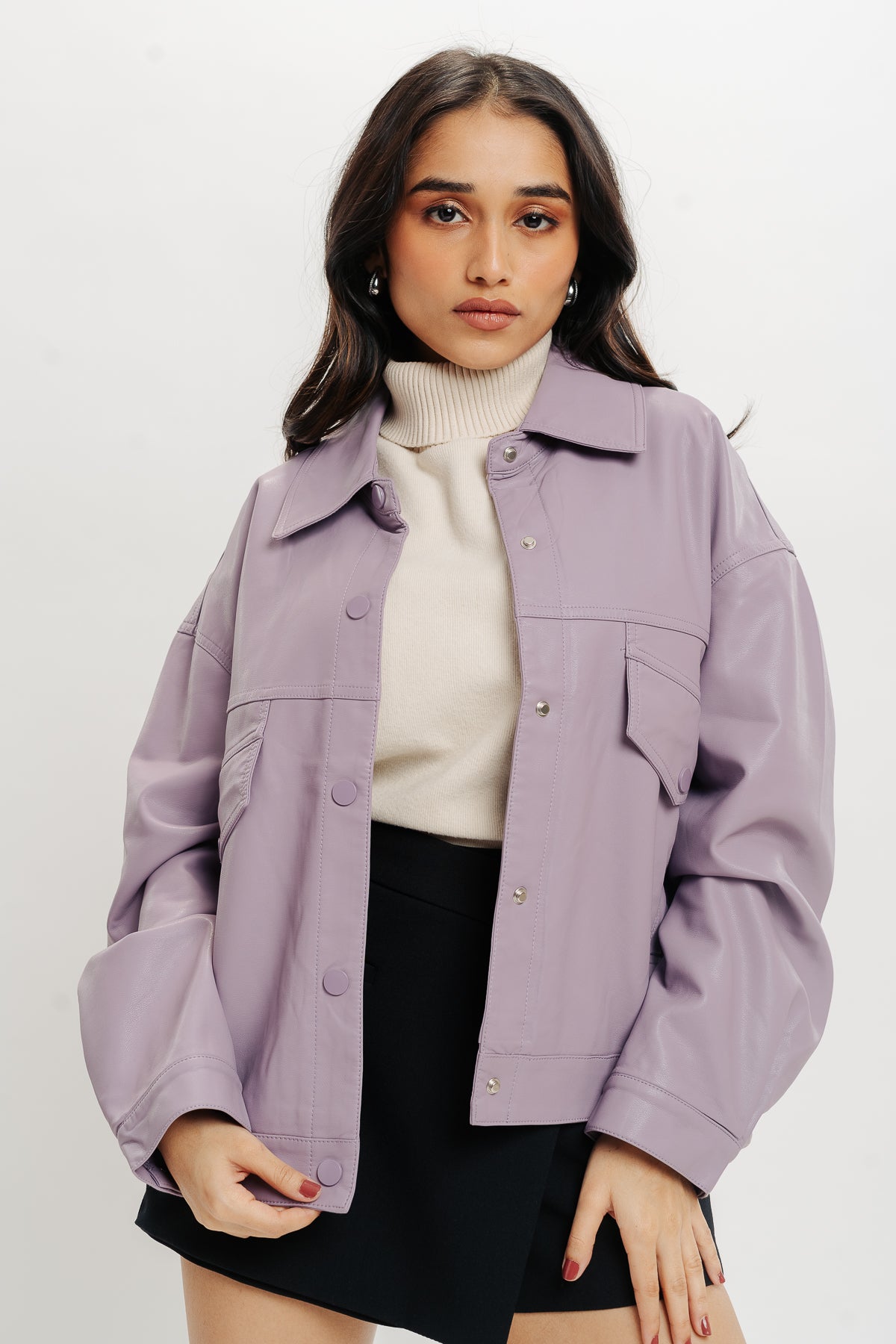 Boxy Fit Leather Jacket