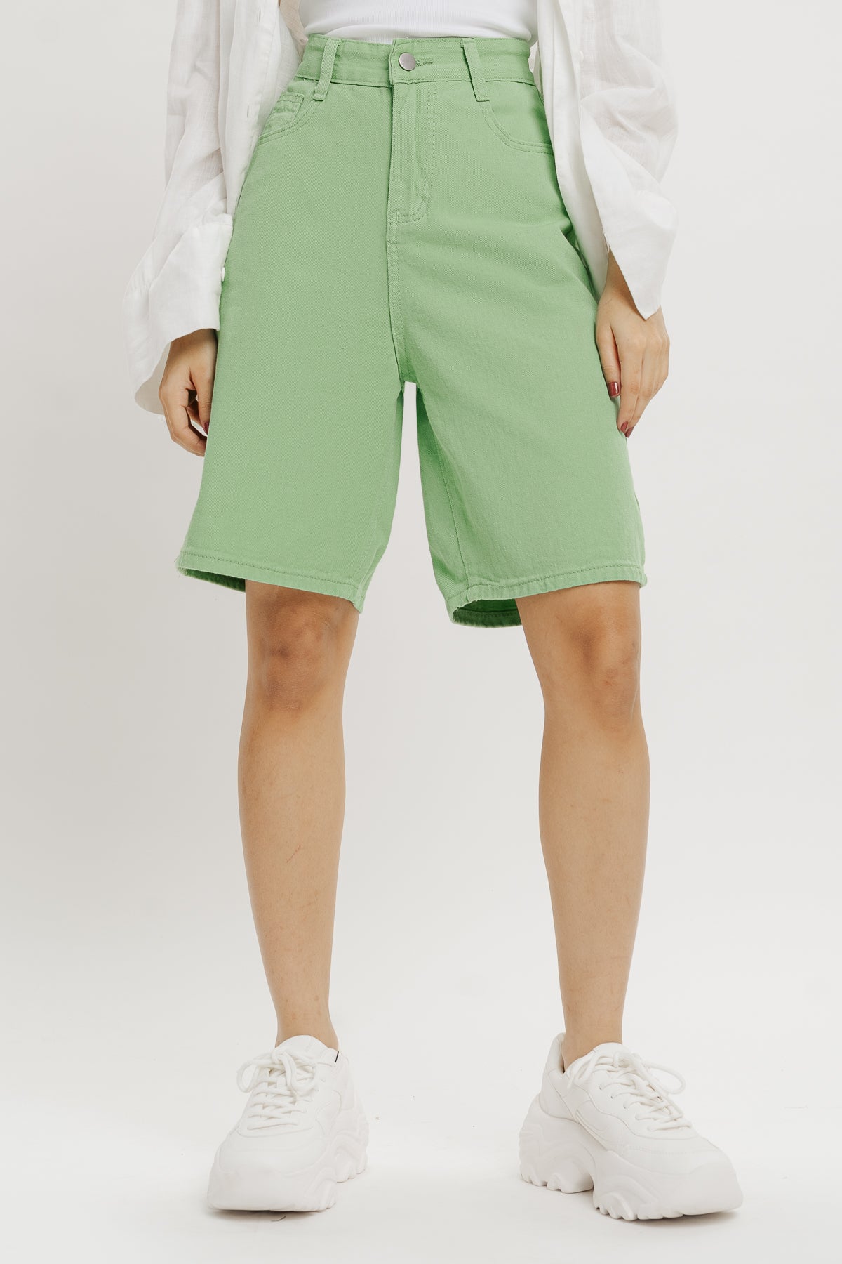 Green Bermuda Denim Shorts