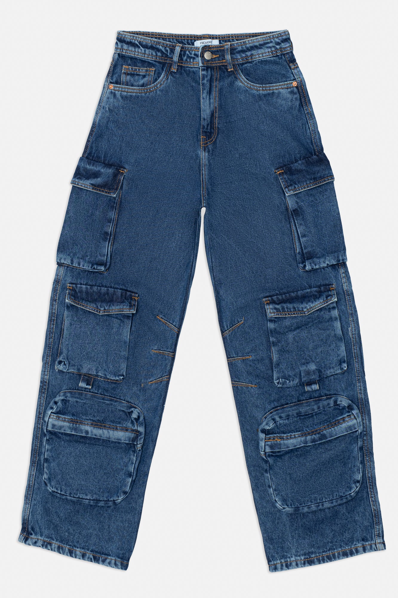 Blue Pocket Women's Straight Cargo Jeans