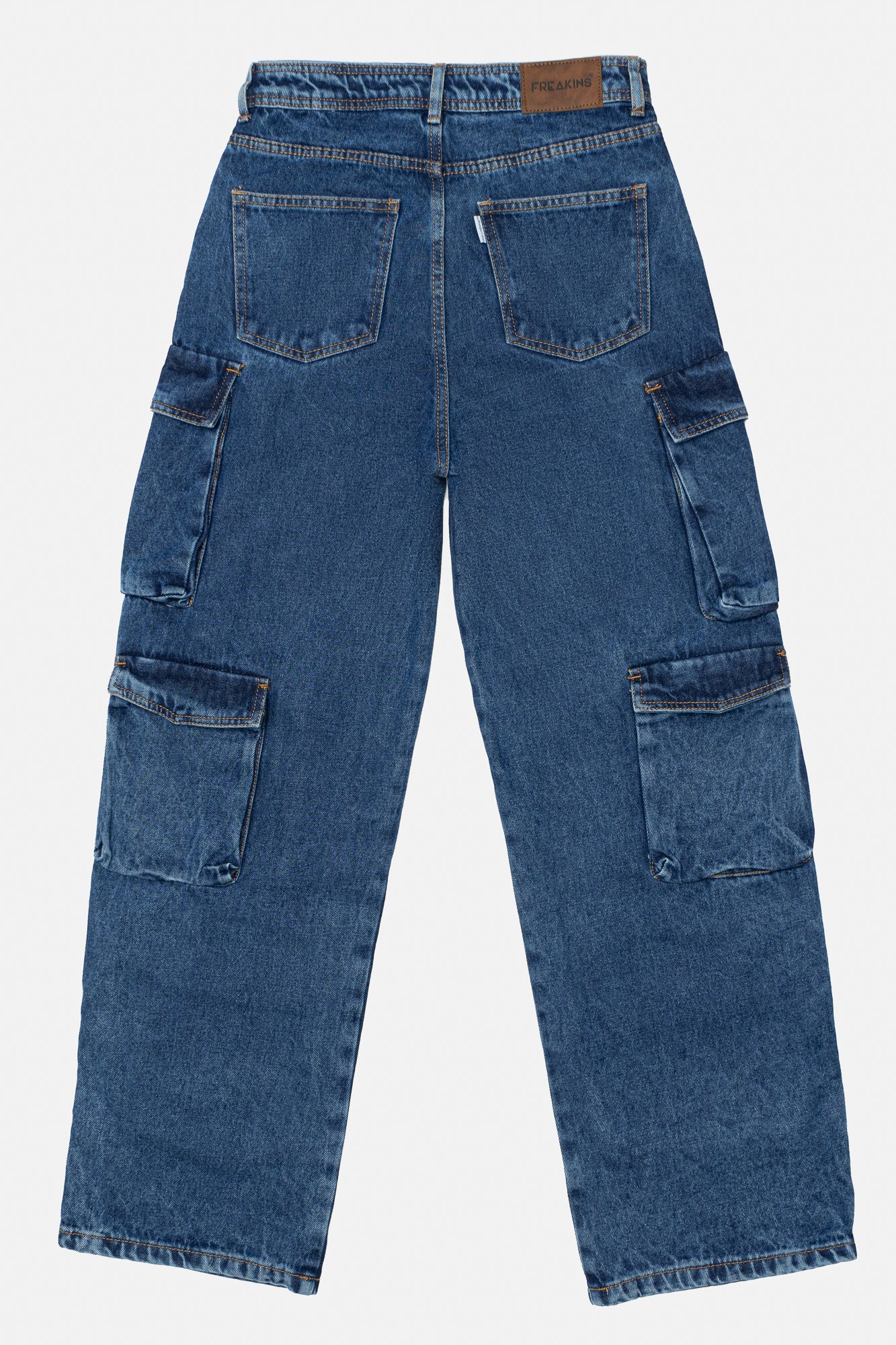 Blue Pocket Women's Straight Cargo Jeans