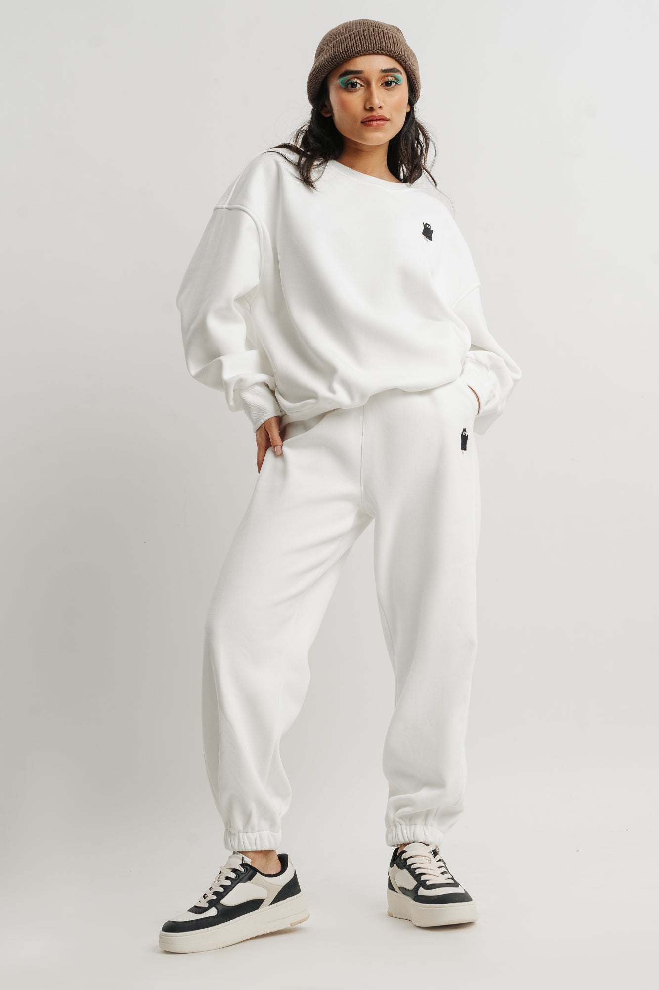 Womens white jogger sets sale