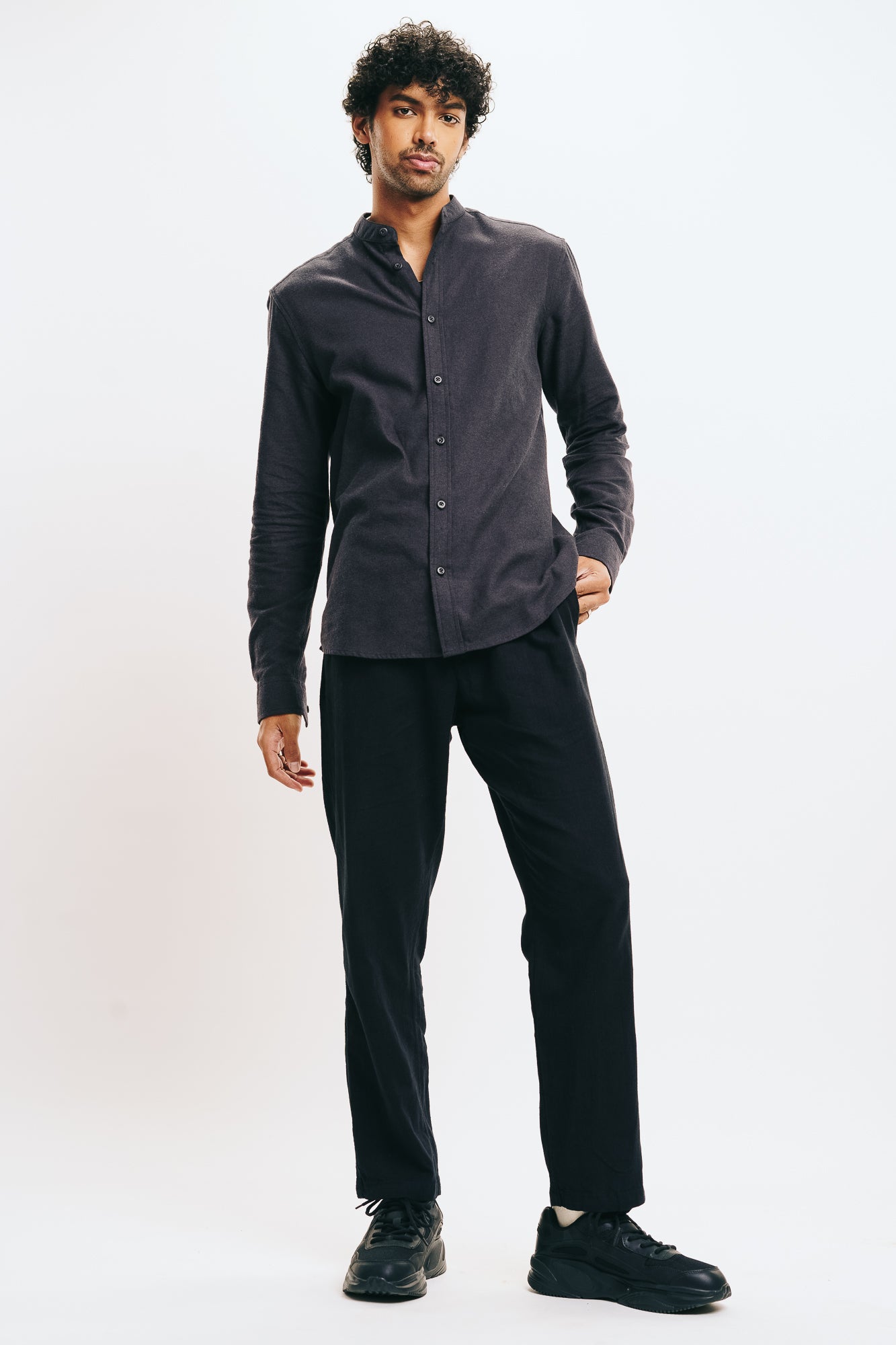 Men's Black Solid Shirt