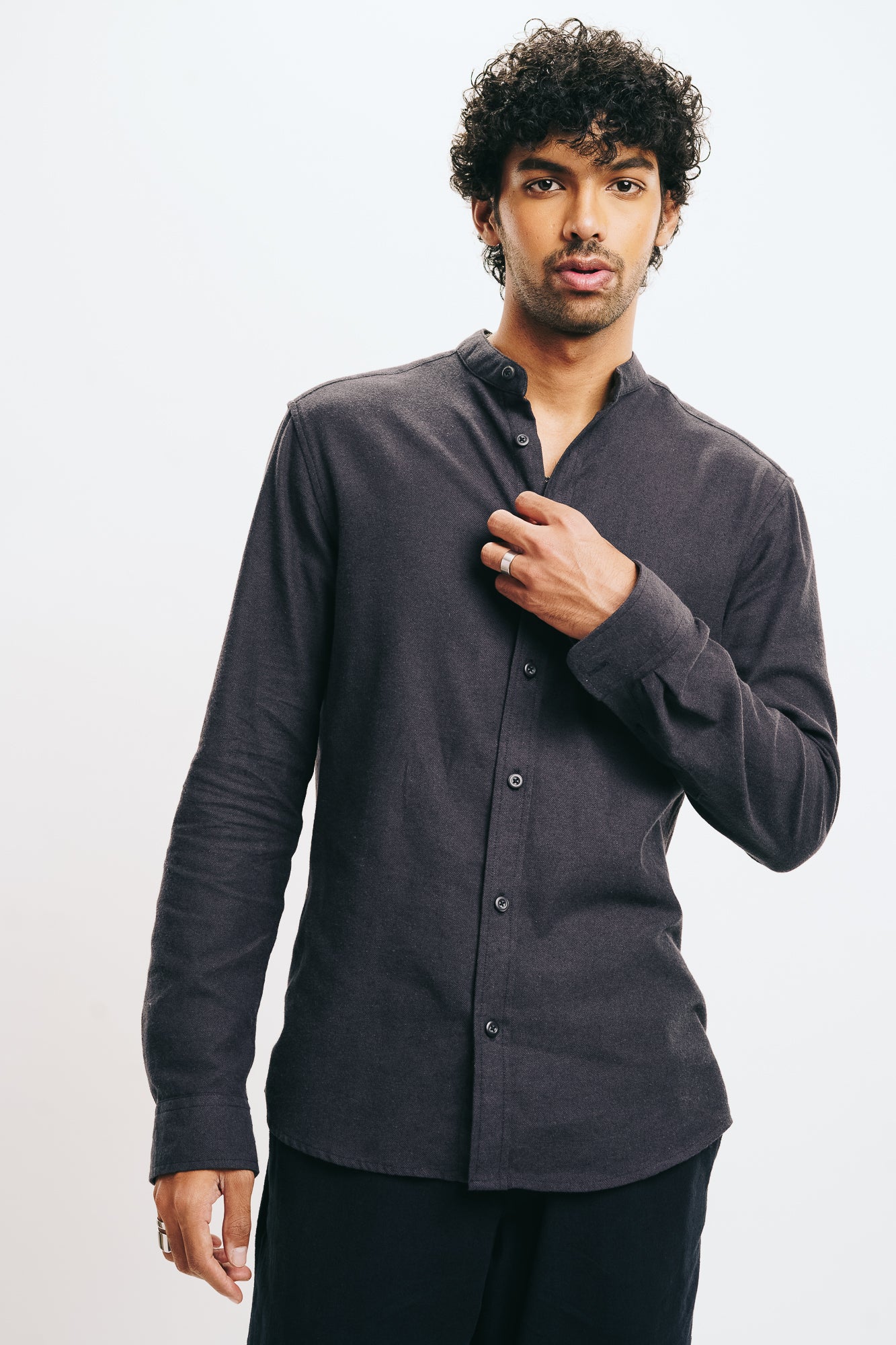 Men's Black Solid Shirt