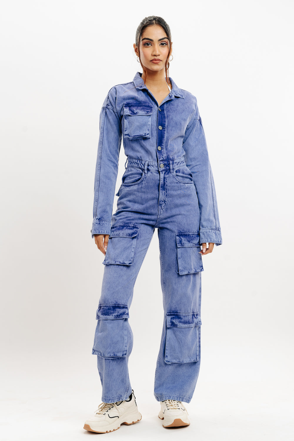 Denim Violet Wash Carpenter Jumpsuit