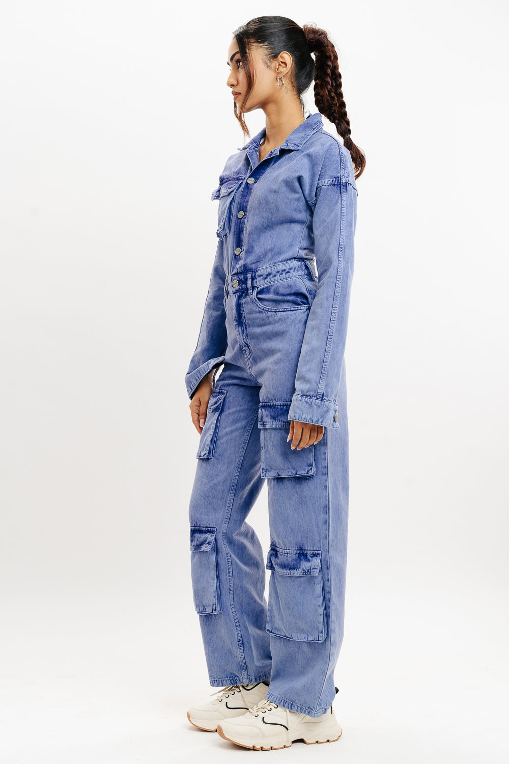 Denim Violet Wash Carpenter Jumpsuit