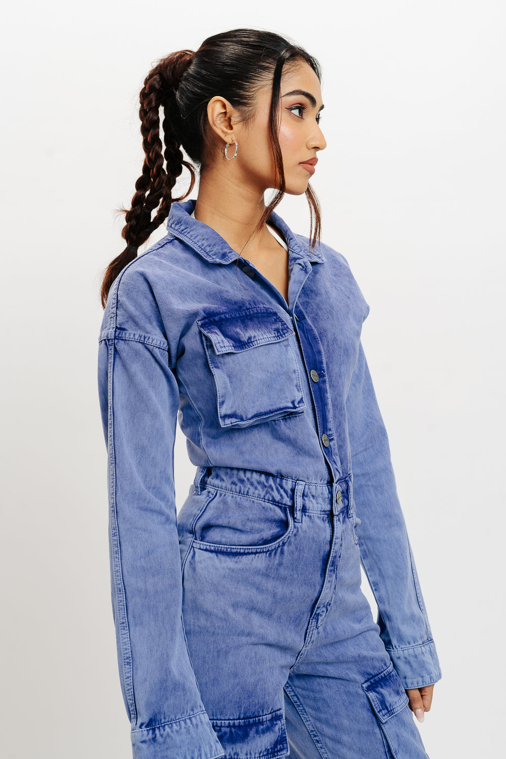 Denim Violet Wash Carpenter Jumpsuit