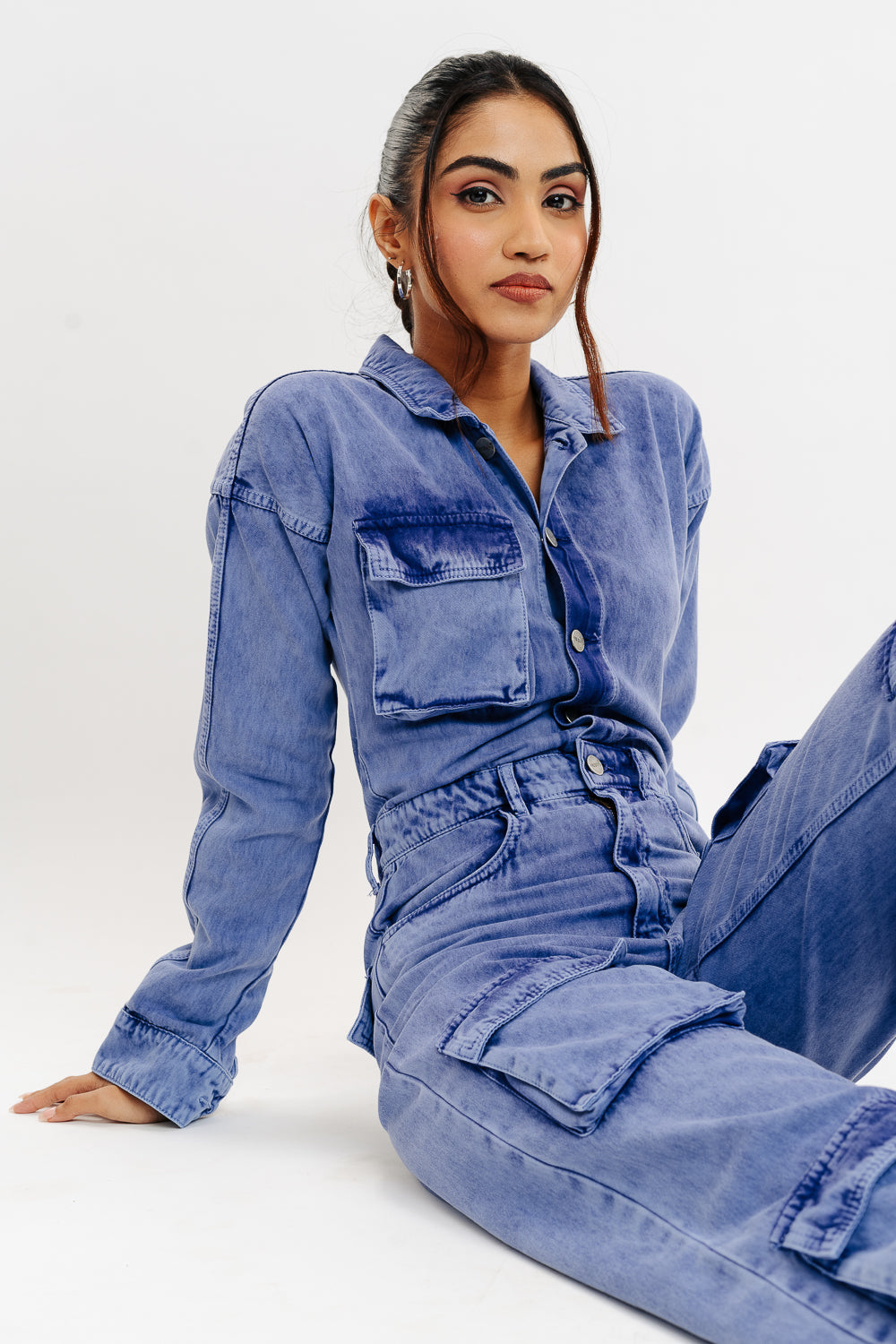 Denim Violet Wash Carpenter Jumpsuit