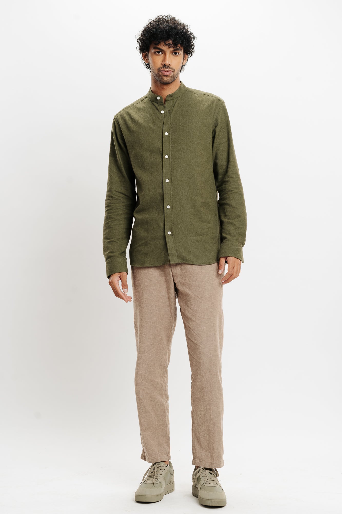 Men's Olive Solid Shirt