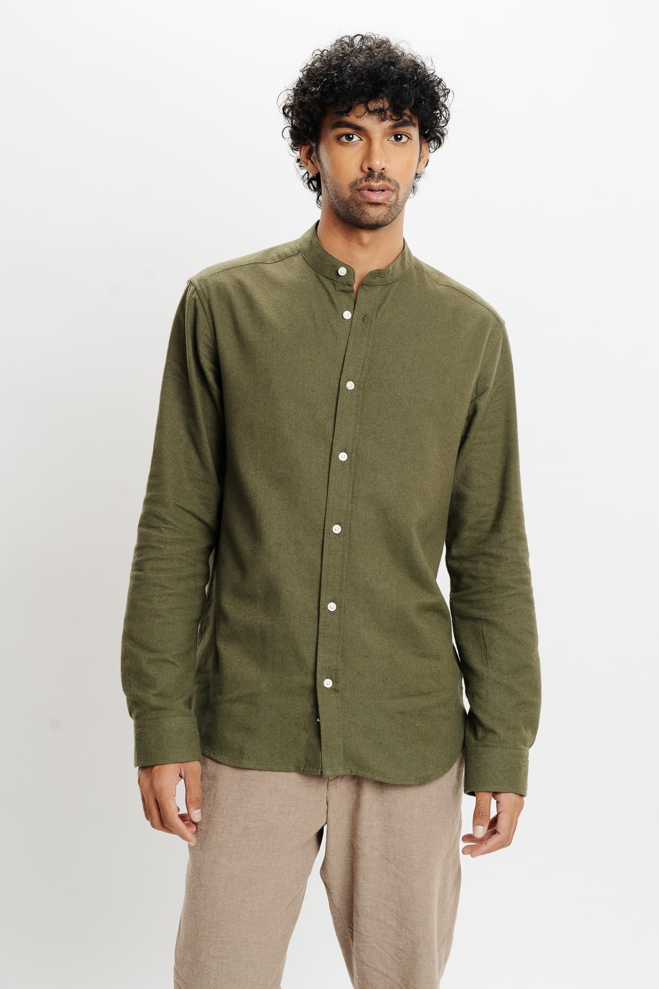 Men's Olive Solid Shirt