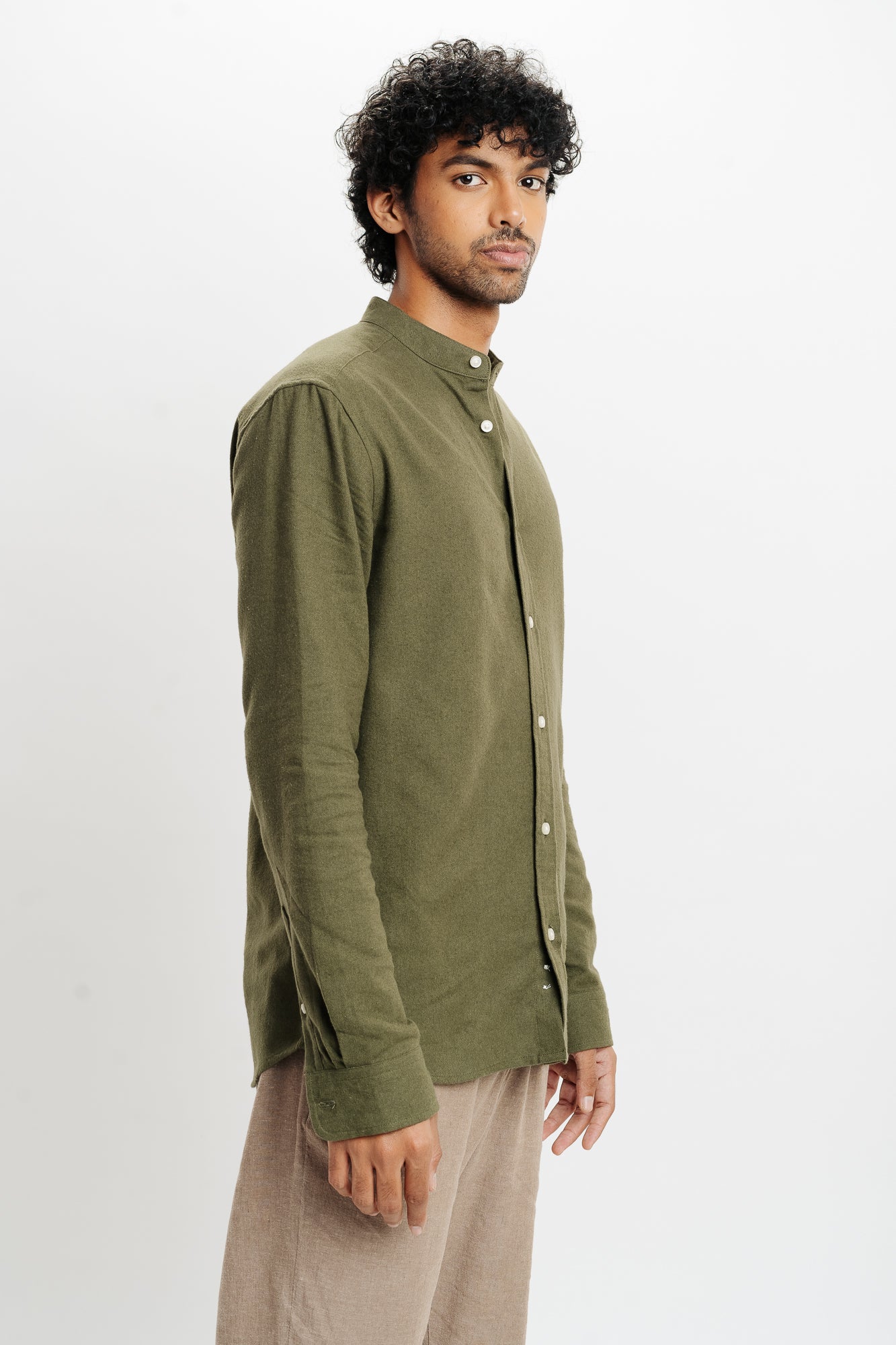 Men's Olive Solid Shirt