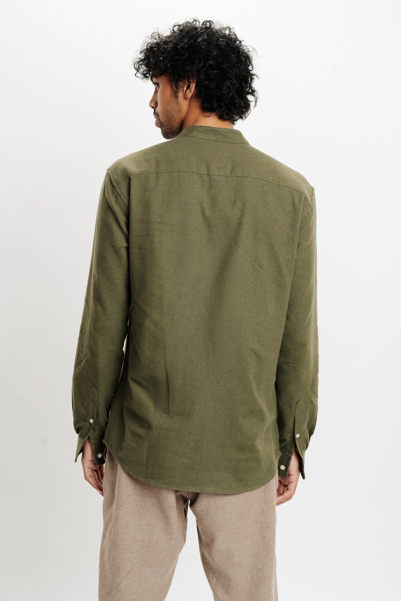 Men's Olive Solid Shirt