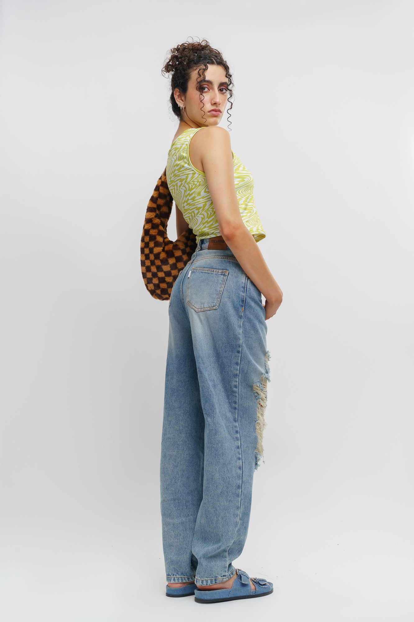 Blue Distress Women's Slouchy Jeans