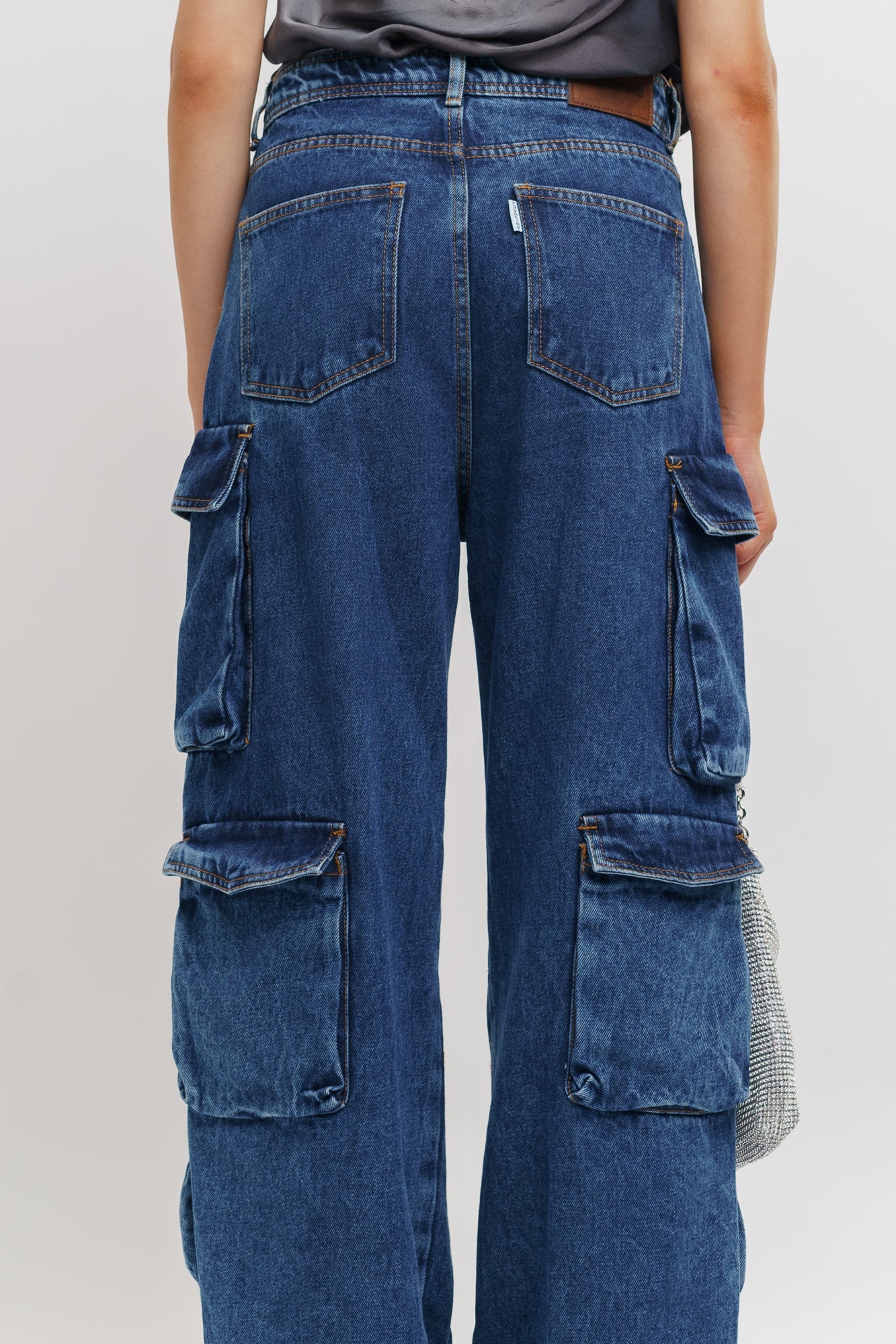 Blue Pocket Women's Straight Cargo Jeans