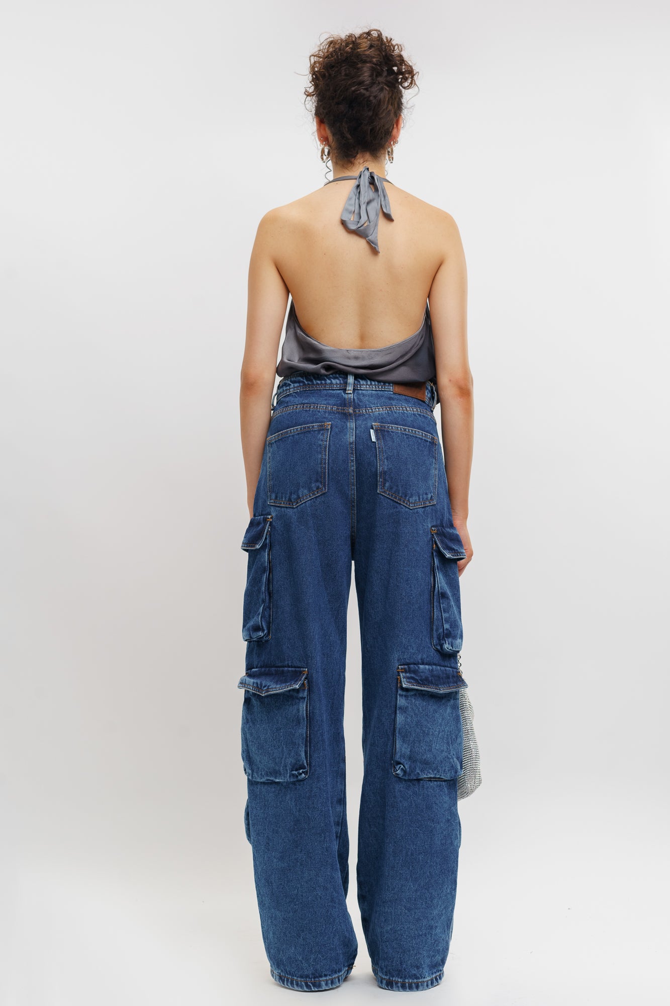 Blue Pocket Women's Straight Cargo Jeans