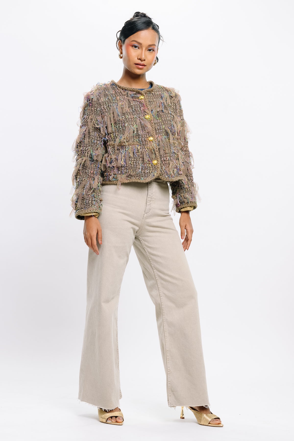 Fringe Crop Brown Jacket