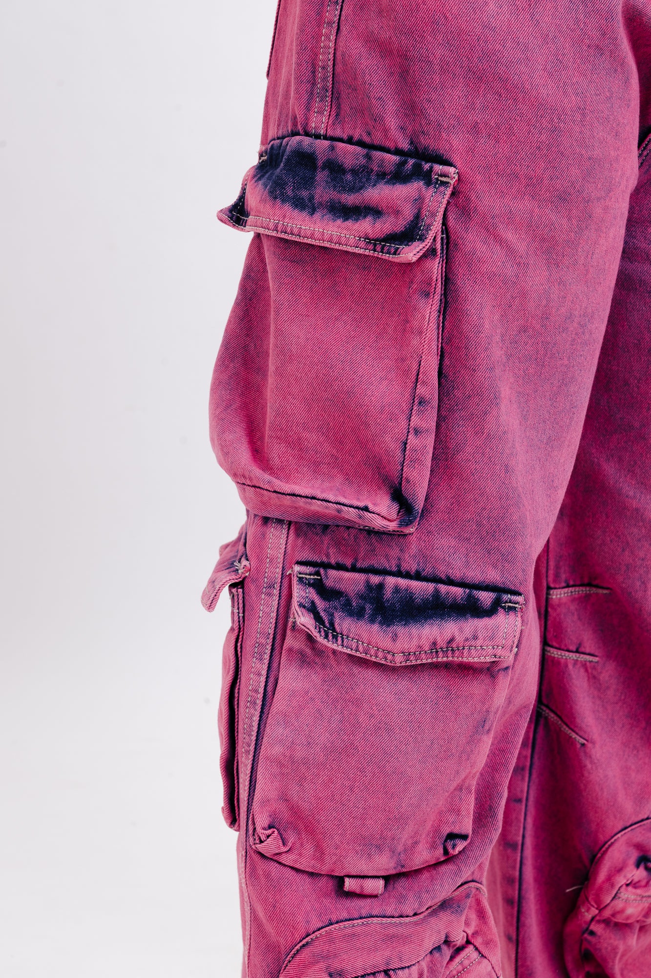Curve Pink Baggy Straight Cargo Jeans