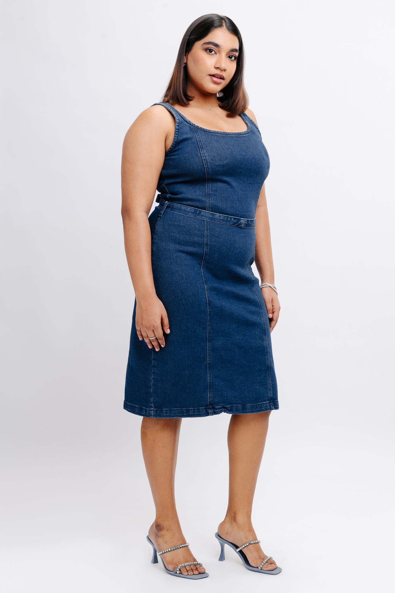 Indigo Denim Vintage Midi Dress