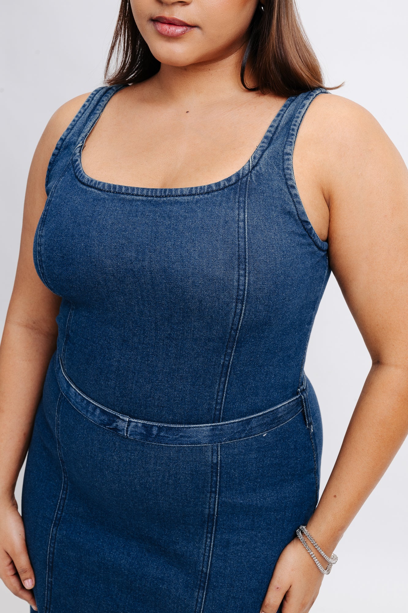Indigo Denim Vintage Midi Dress