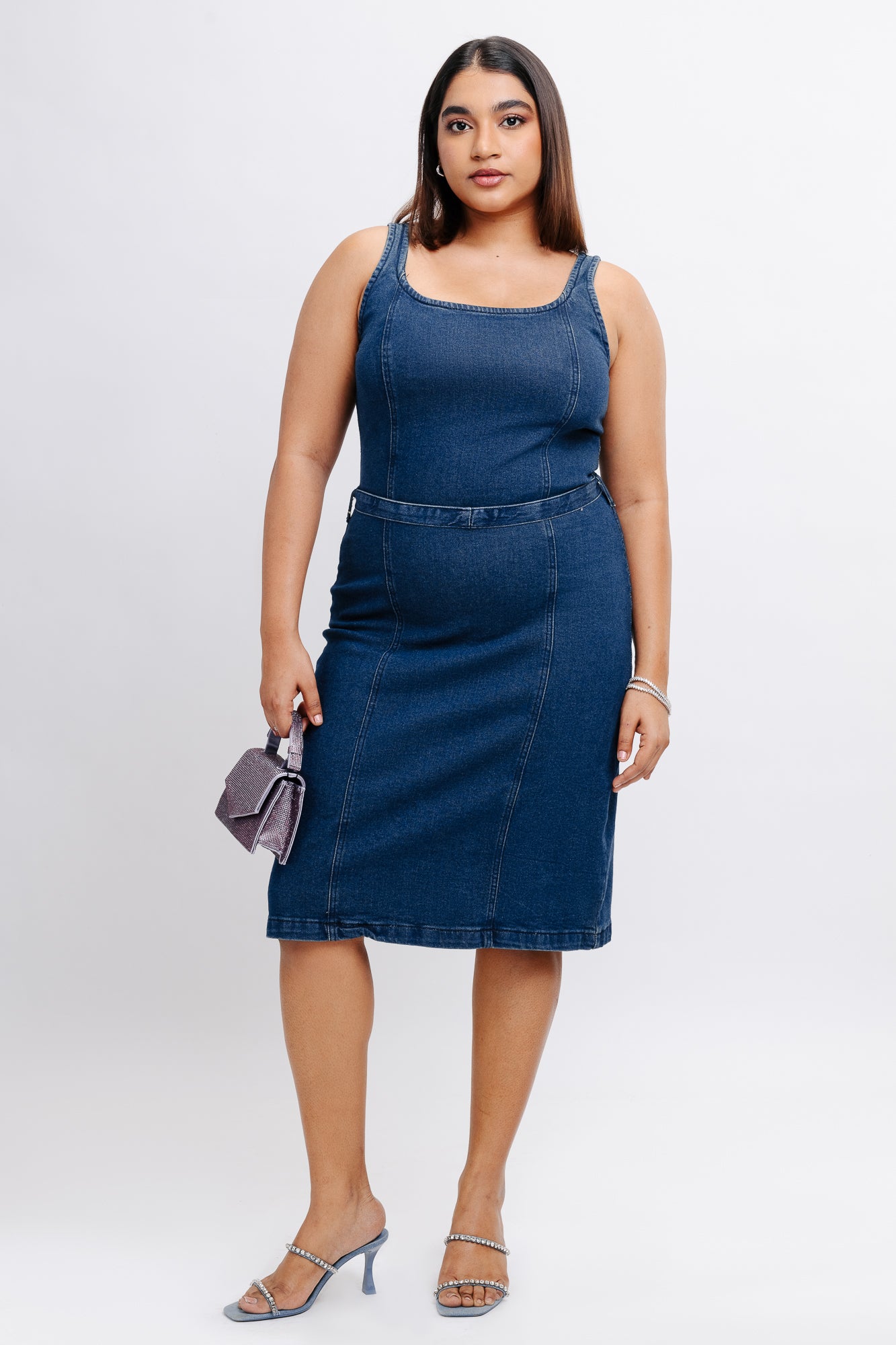 Indigo Denim Vintage Midi Dress