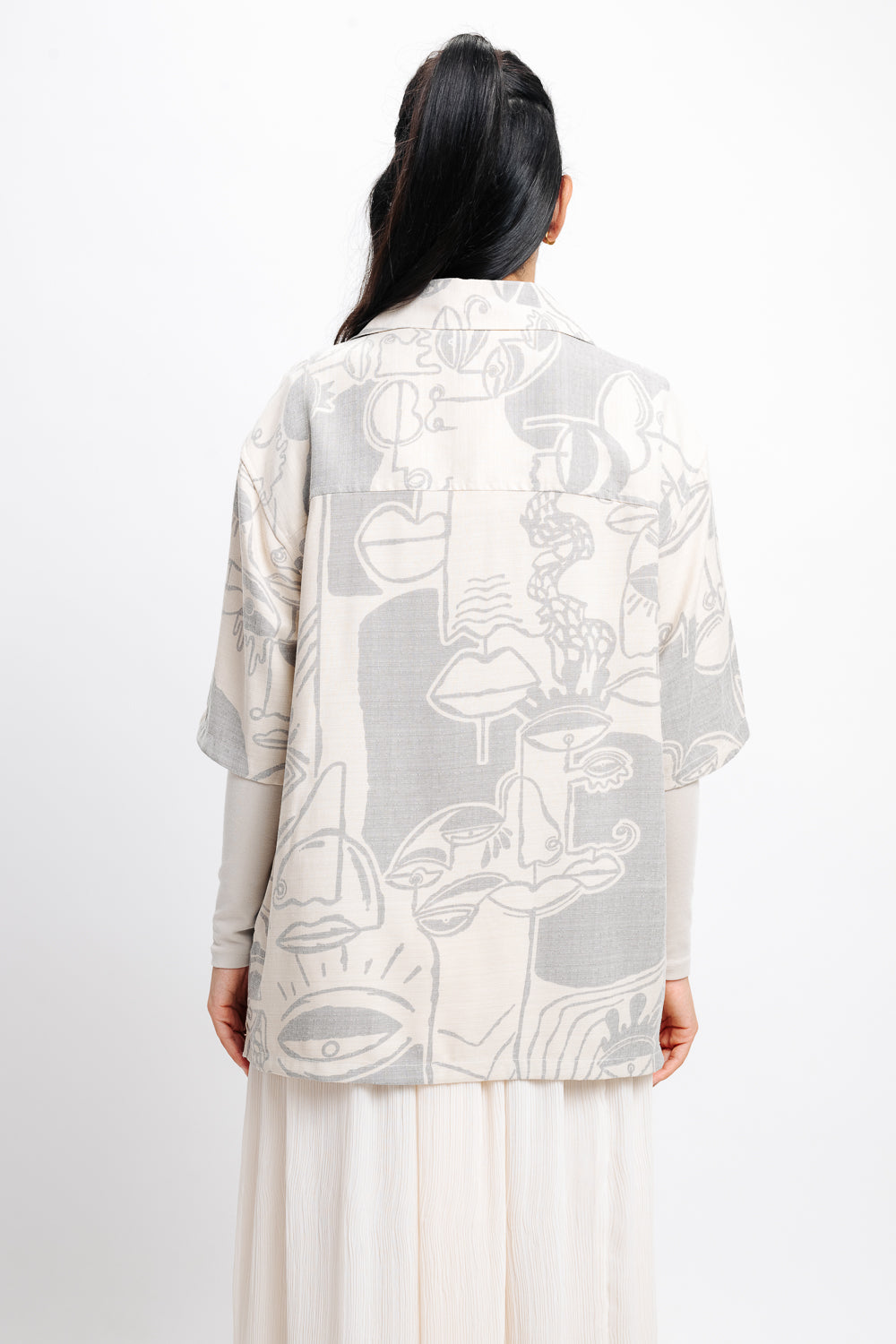 Line Art Print Women's Resort Shirt