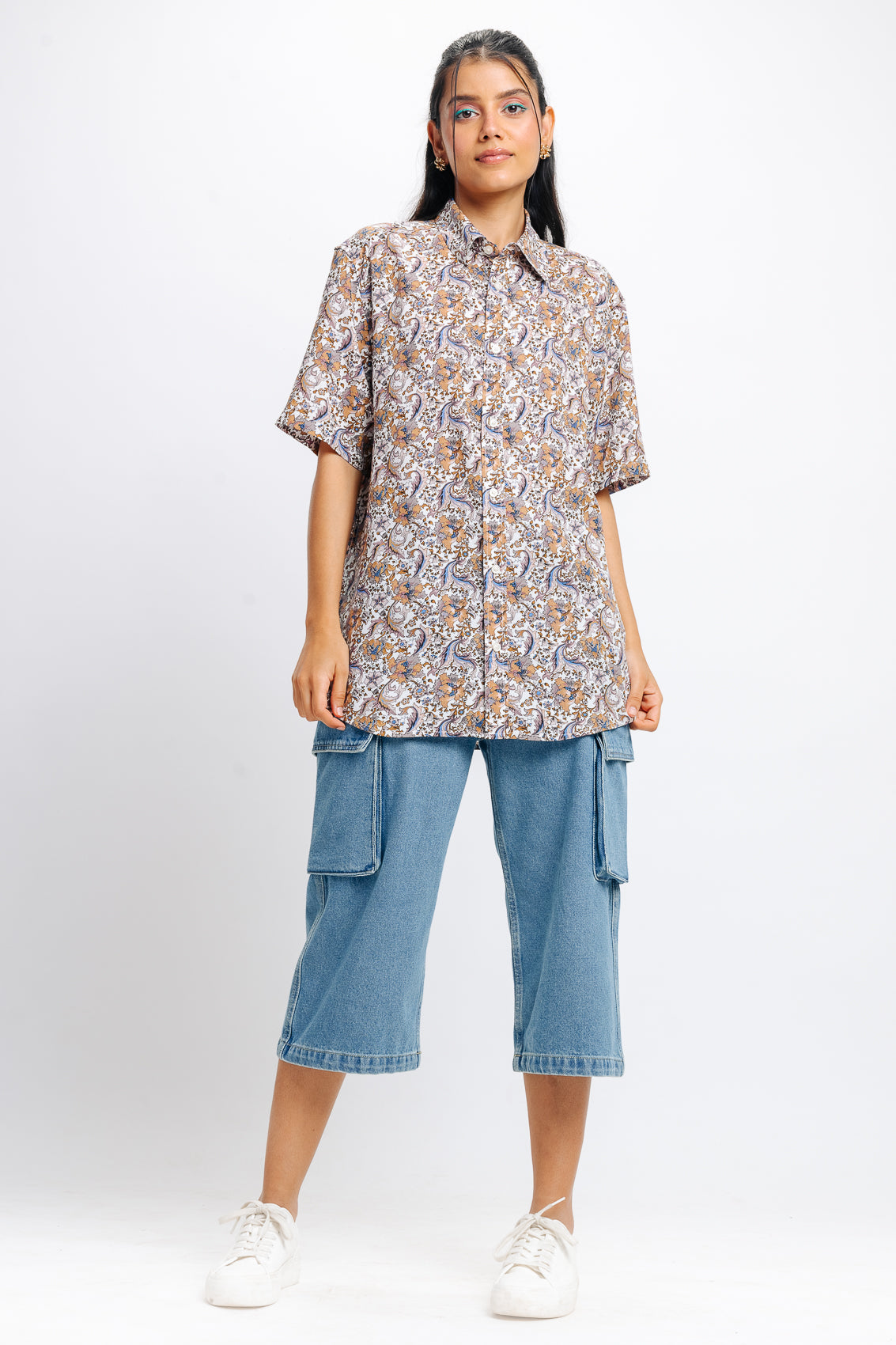Brown Print Viscose Shirt