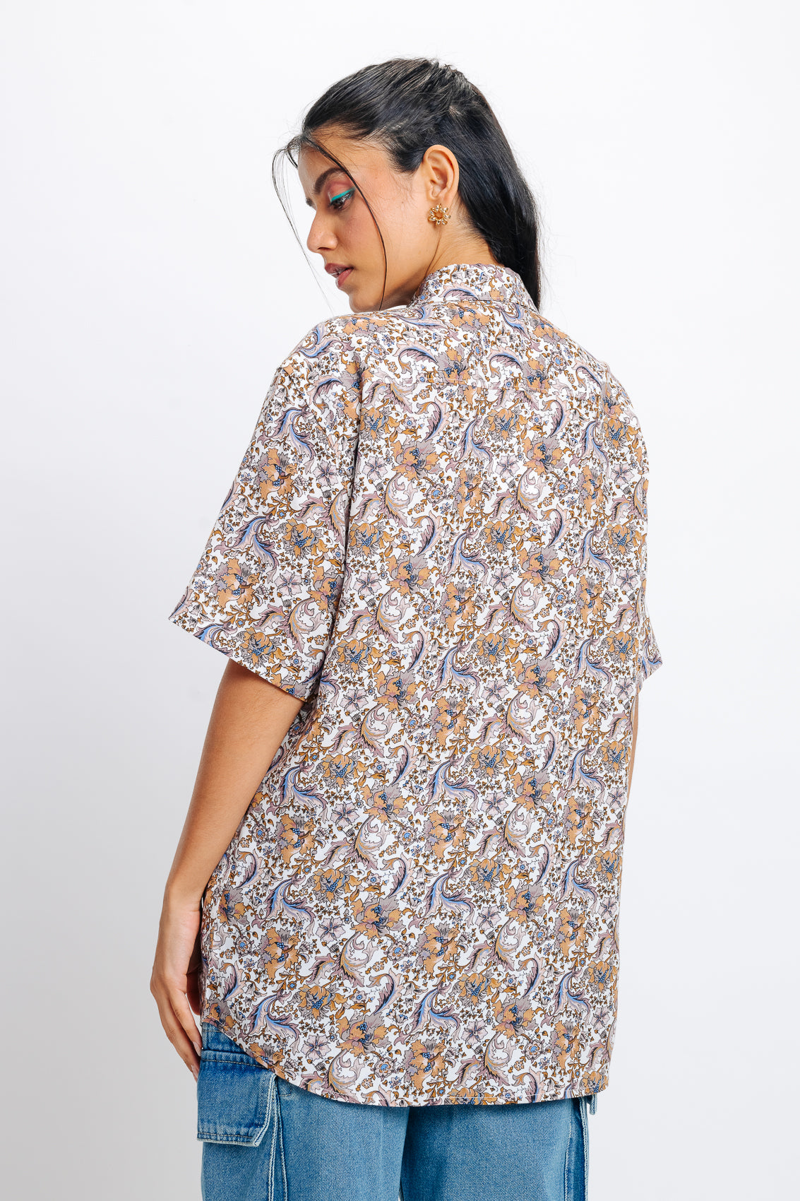 Brown Print Viscose Shirt