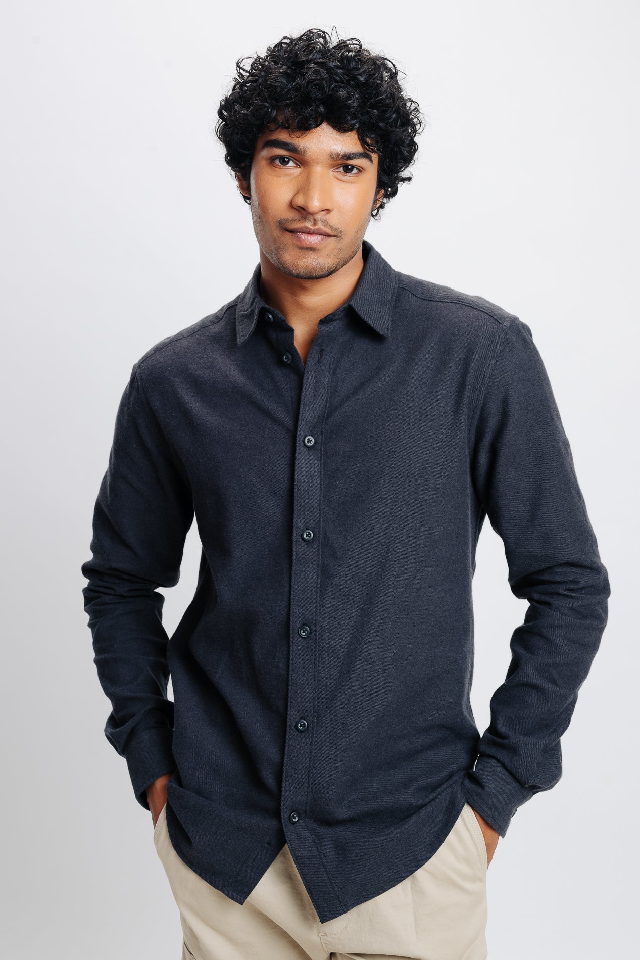 Men's Charcoal Solid Shirt