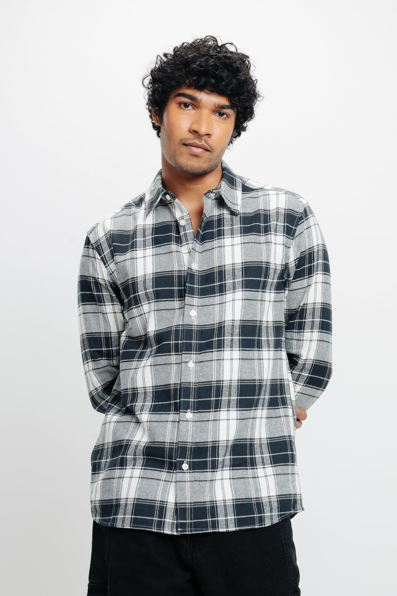 Men s Navy White Checkered Shirt