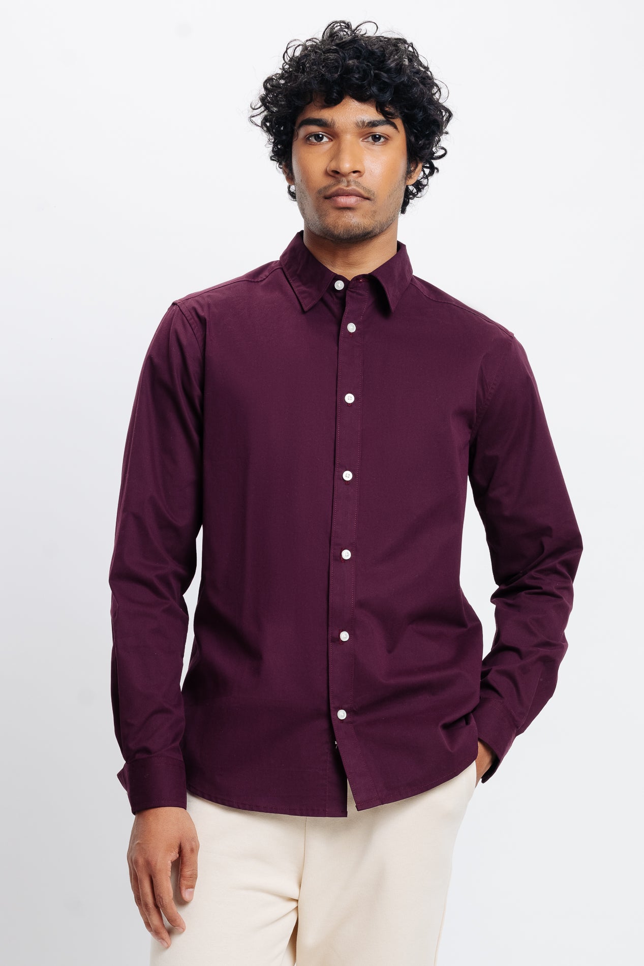 Men's Brown Solid Shirt