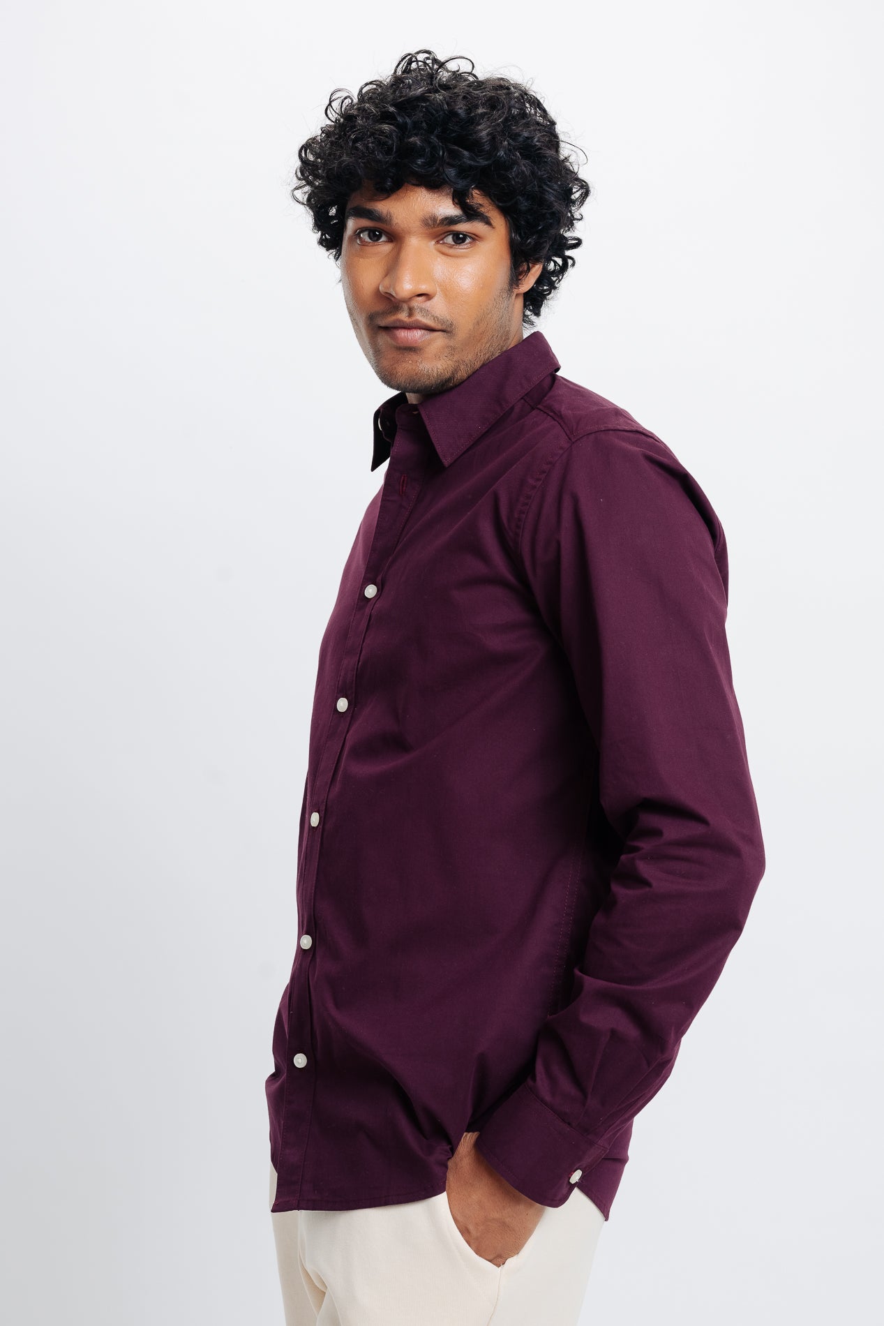Men's Brown Solid Shirt