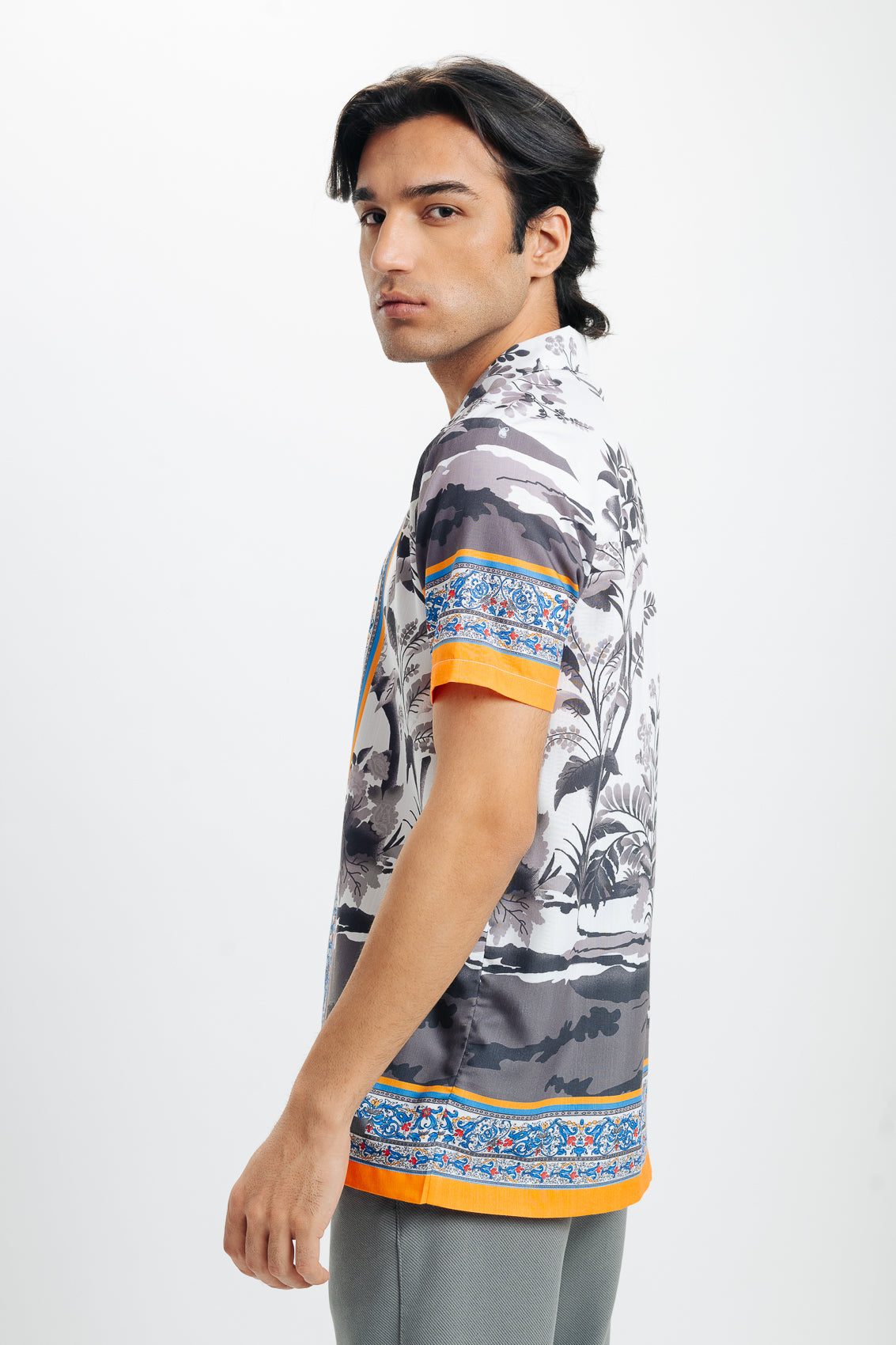 Men's White Printed Viscose Shirt