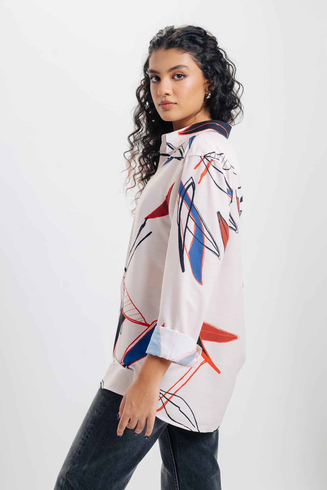 Beige Multi Print Shirt