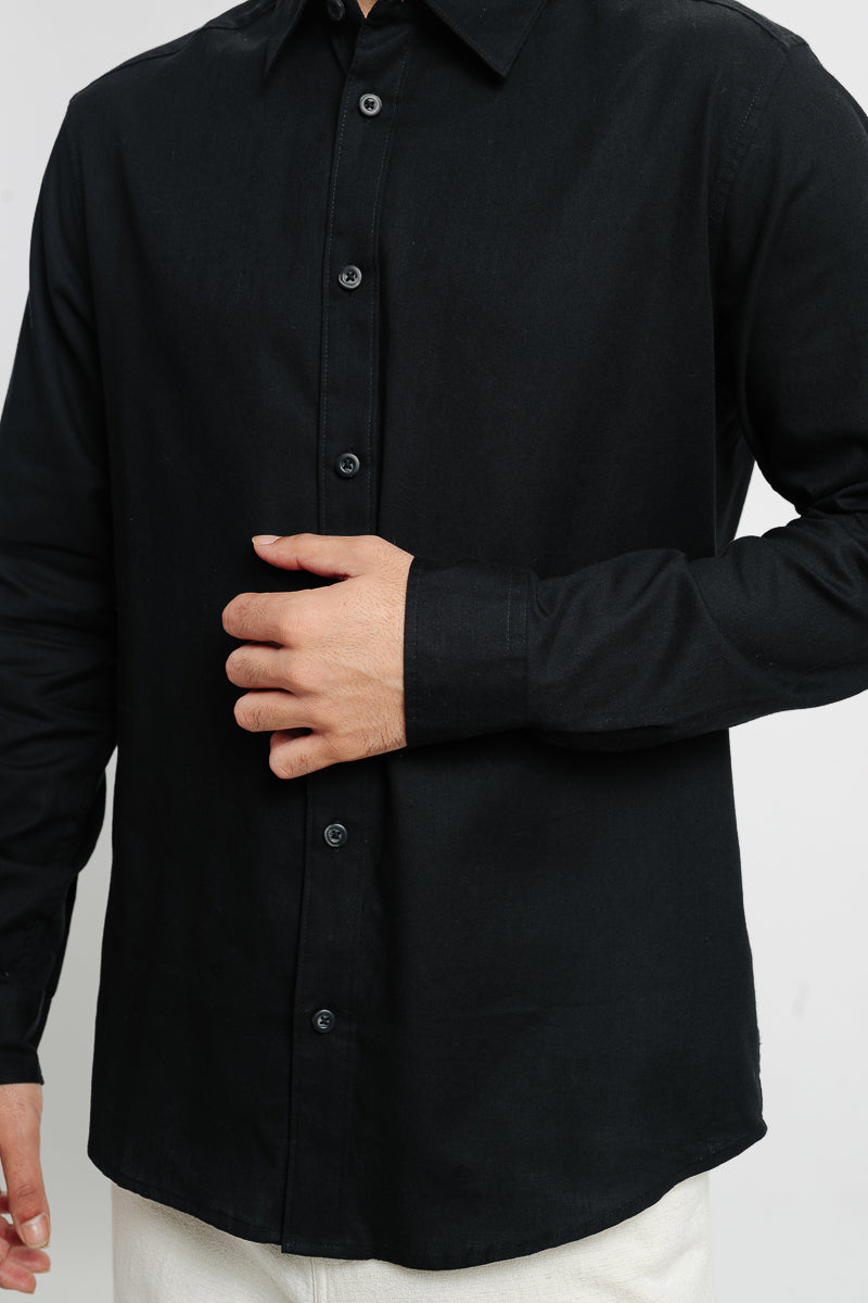 Men's Black Solid Shirt