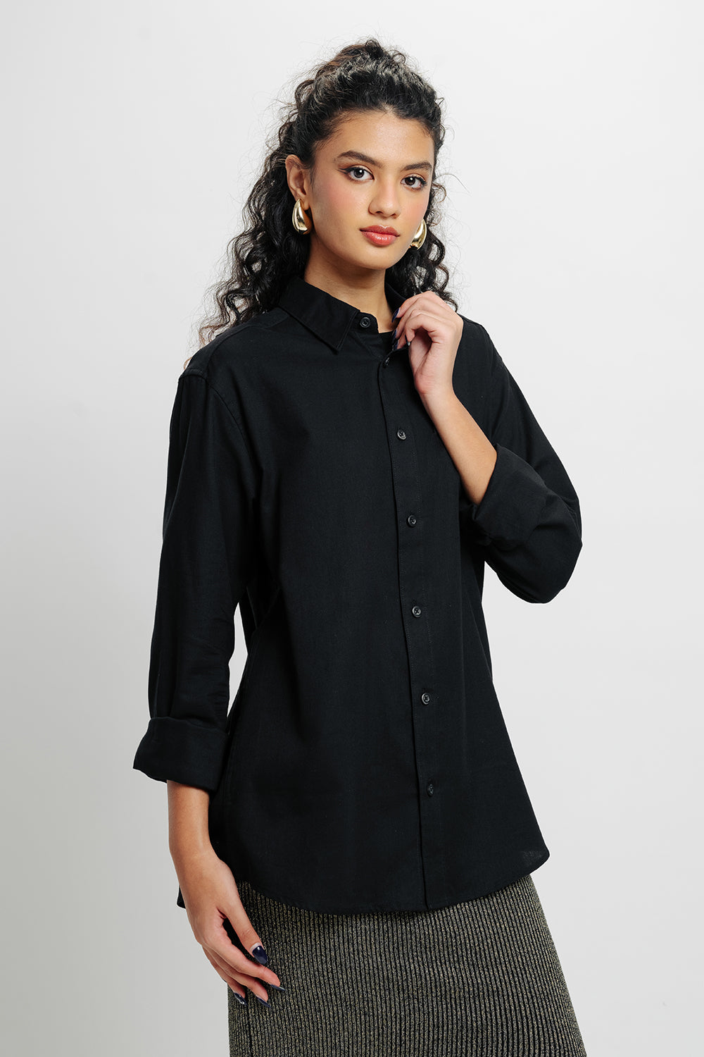 Women's Black Collar Shirt