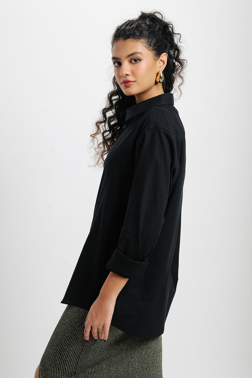 Women's Black Collar Shirt