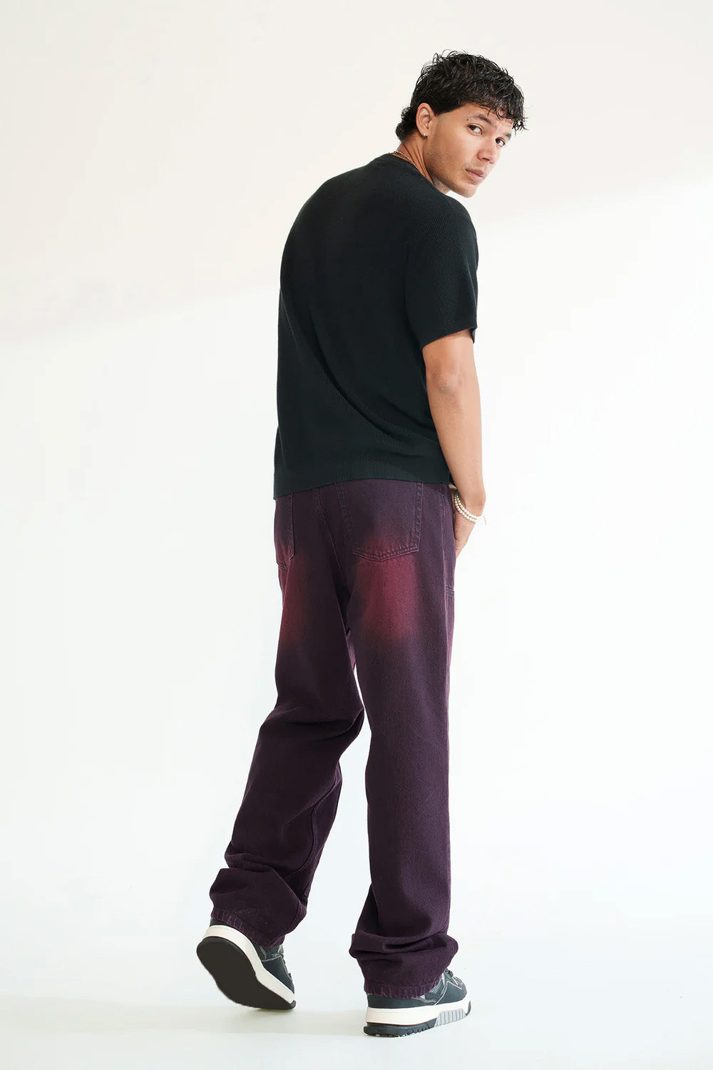 Deep Merlot Men's Baggy Straight Jeans