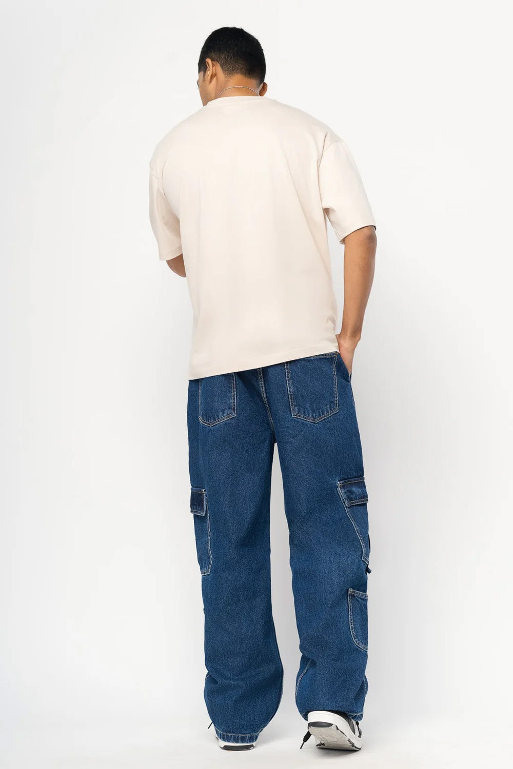 Dense Blue Men's Baggy Cargo Jeans