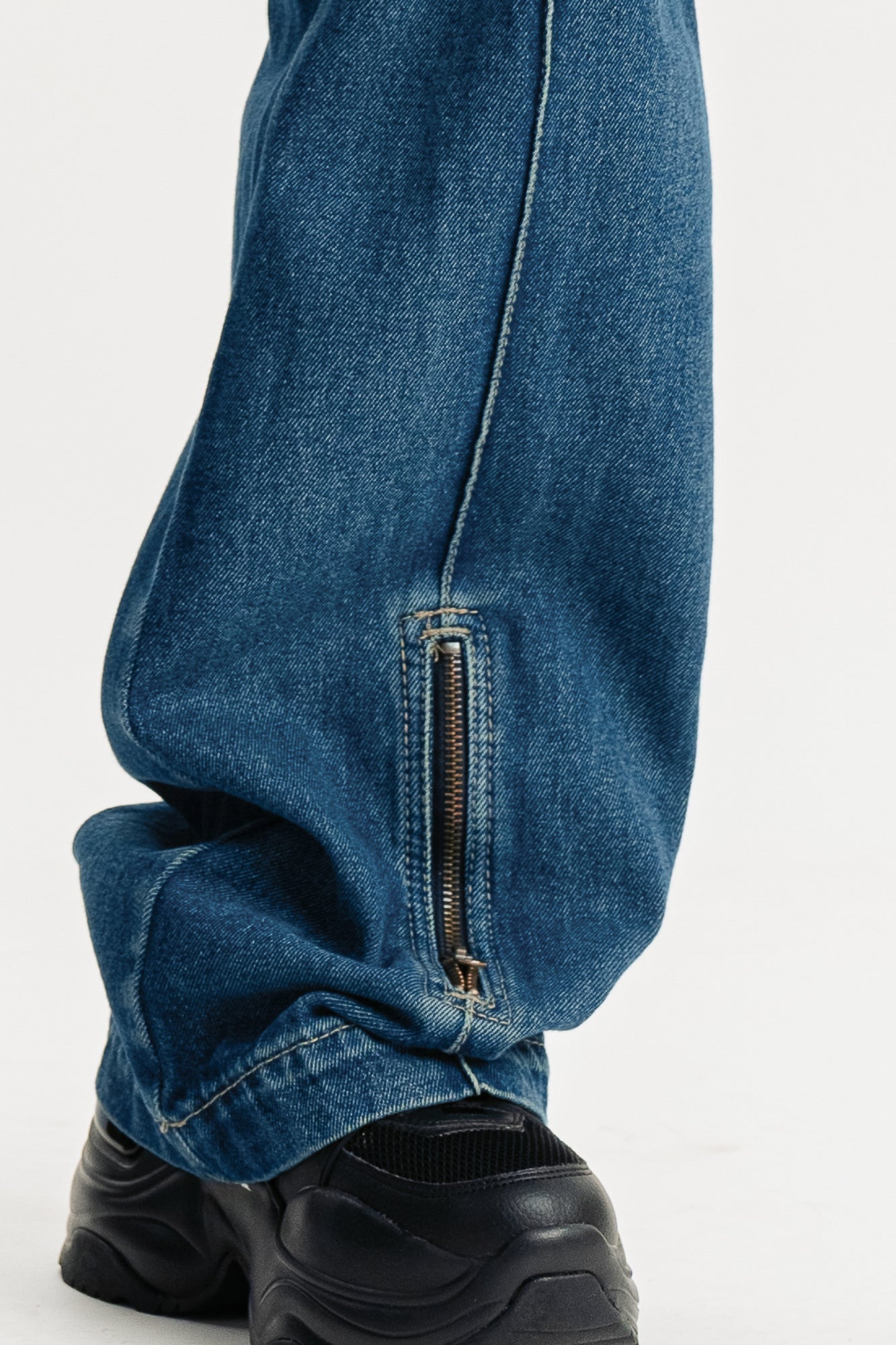 Blue Pintuck Women's Straight Cargo Jeans