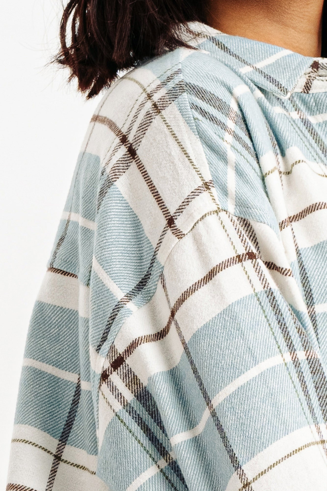 Oversized Light Blue Checkered Shirt