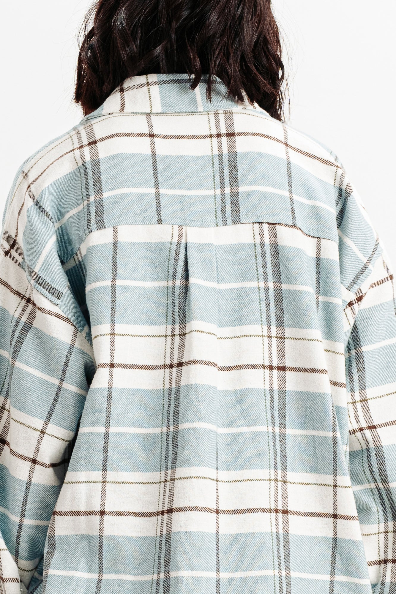 Oversized Light Blue Checkered Shirt