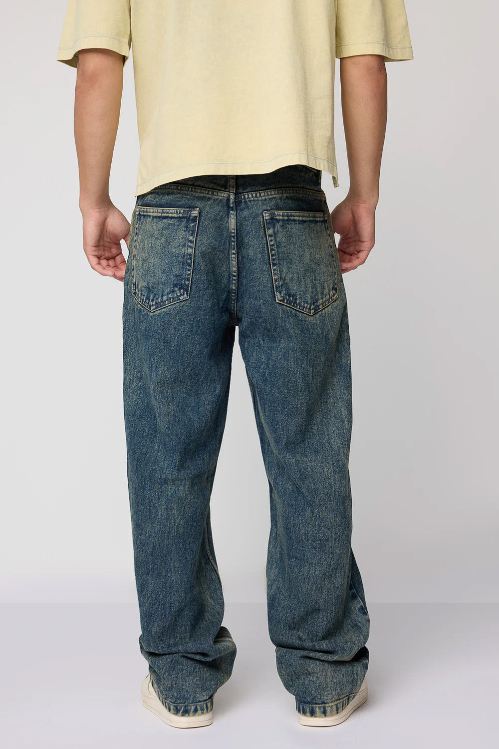Edgy Acid Blue Men's Baggy Straight Jeans