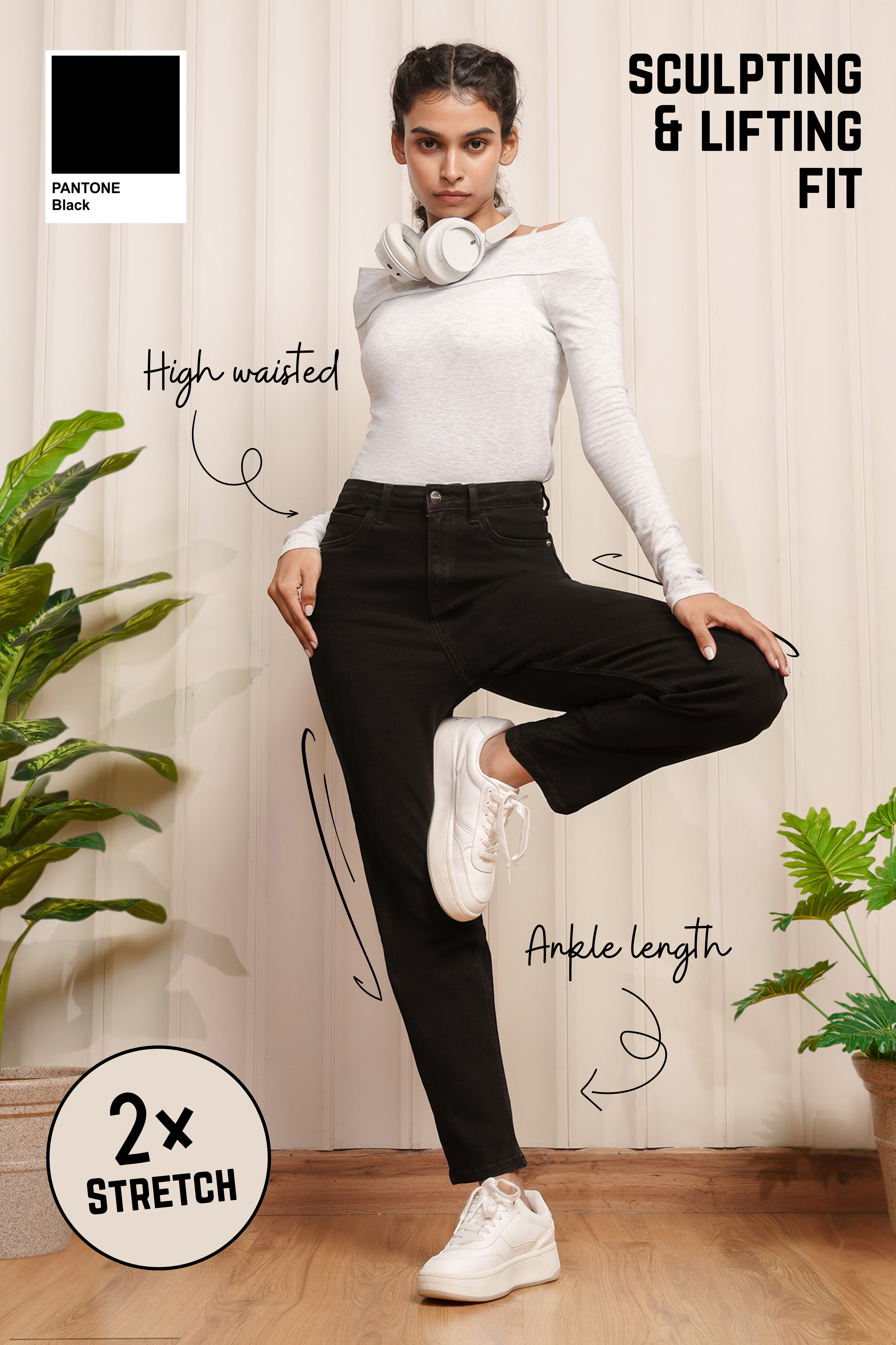 Black Power Move Stretch Women's Slim Jeans