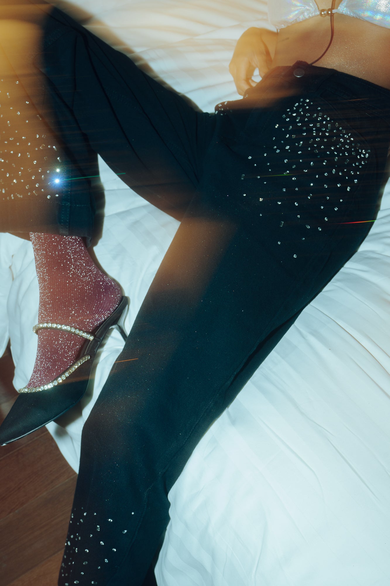 Embellished Black Straight Fit Jeans
