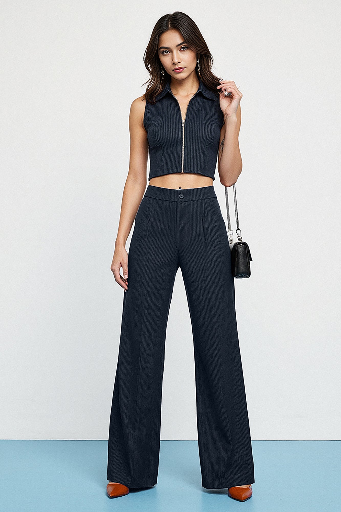 Modern Navy Women's Straight Pinstripe Pants