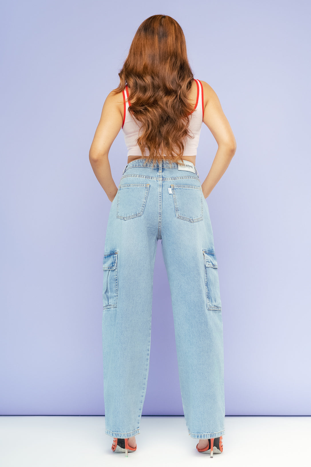 DARTED DISTRESS CARGO JEANS