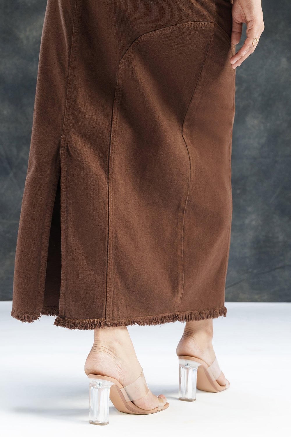 Espresso Curve Denim Carpenter Skirt