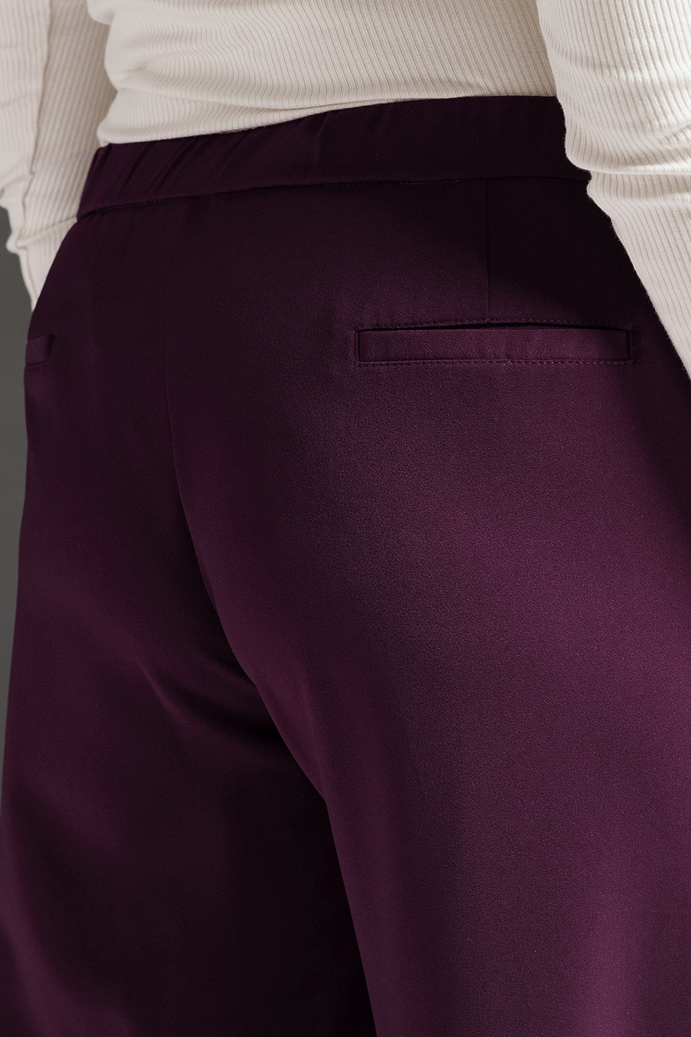 Wine Violet Curve Tie-Up Korean Pants