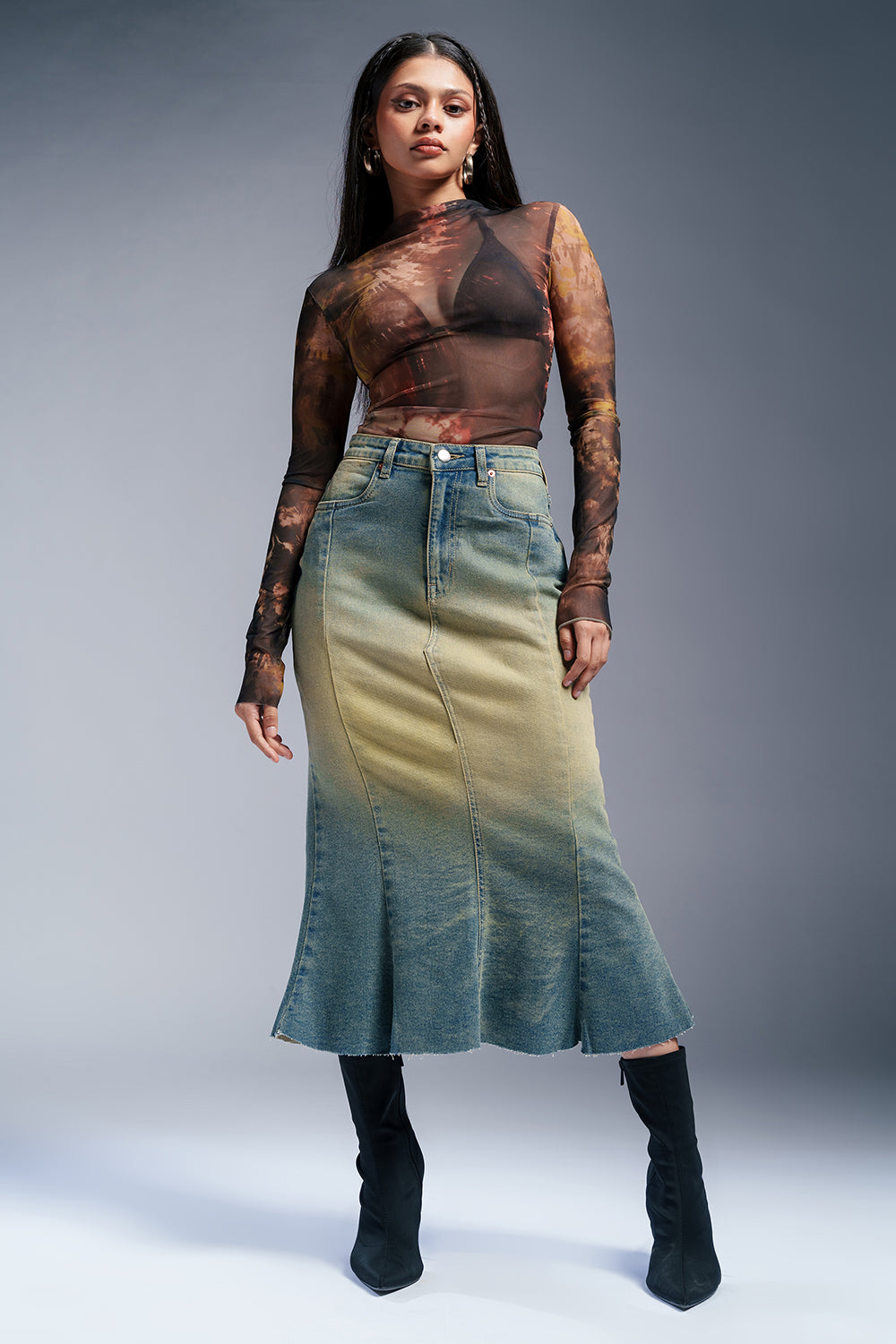 Retro Blue Women's Mermaid Denim Skirt