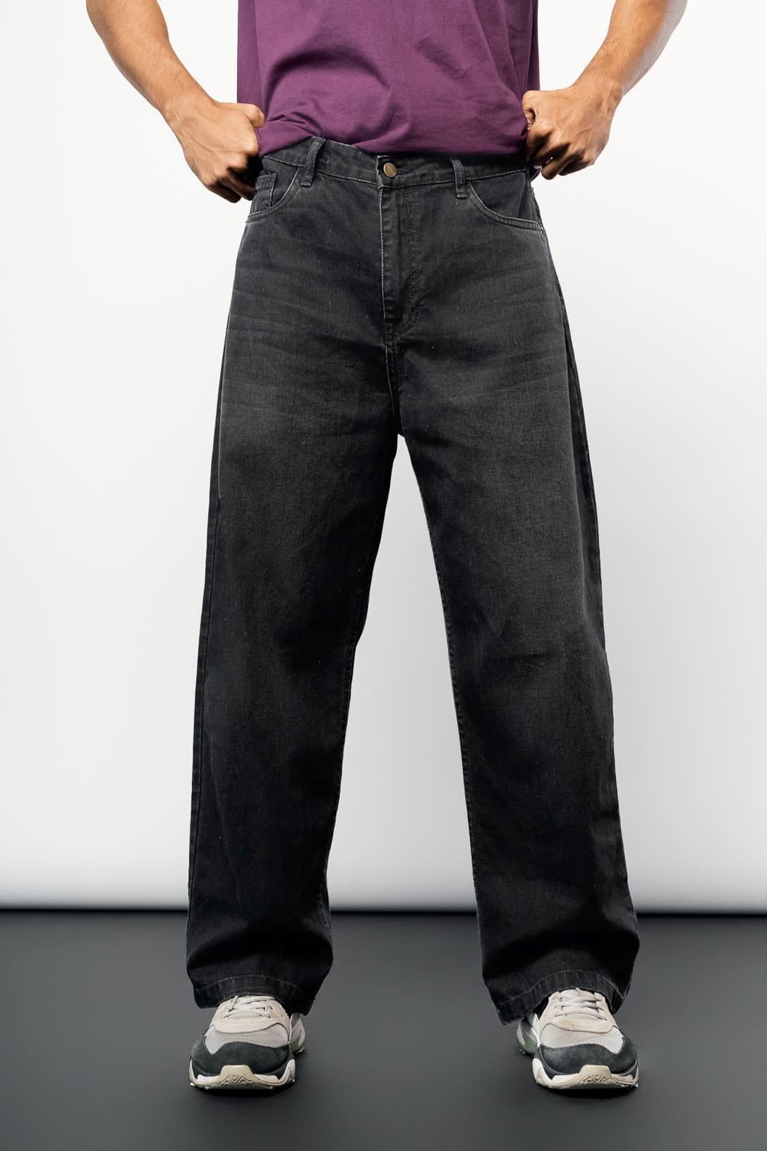 Charcoal Whiskered Men's Baggy Jeans