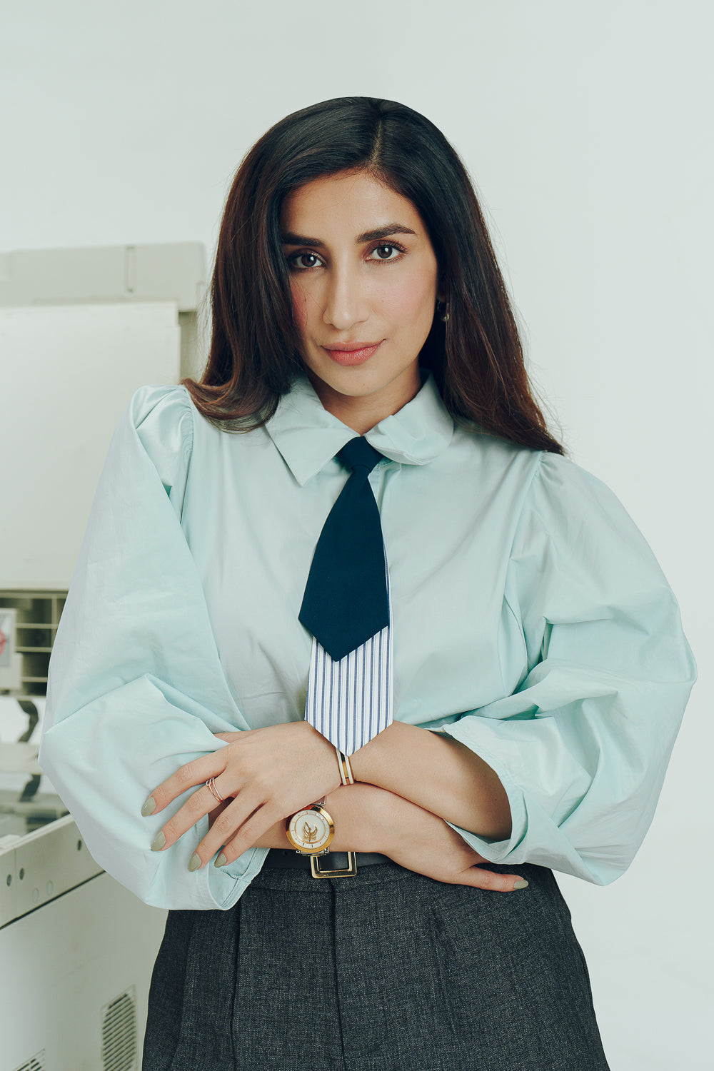 Sea Green Shirt With Tie